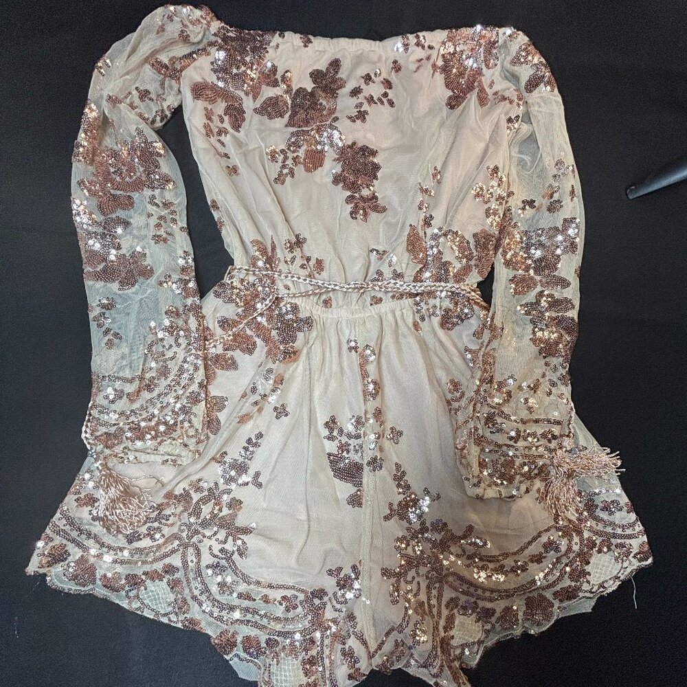Rose Gold Sequin Romper- XS